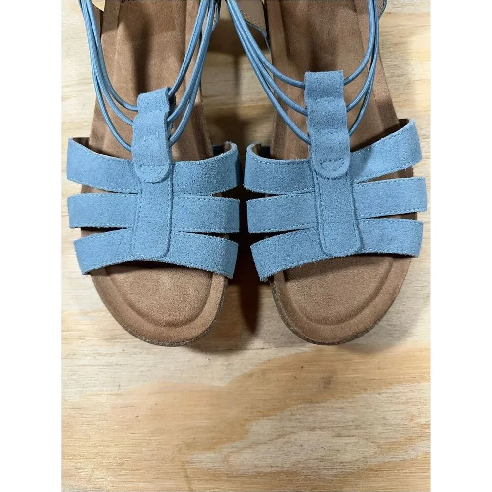 Earth Origins Laney Light Blue Suede Slingback Sandals Women’s Size 8.5